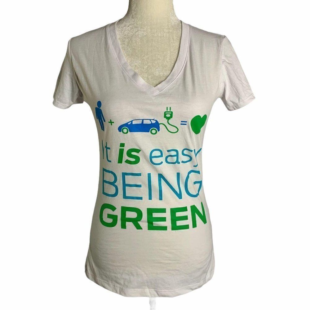 Ford Electric Cars V Neck T Shirt L White Graphic